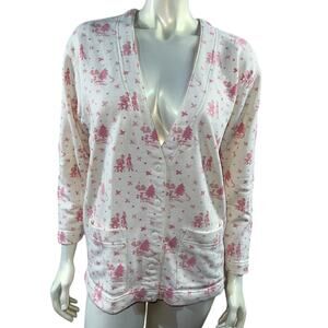 LSA Classics Trail Blazing Cotton Blend Cardigan Pink Winter Scene Print Size S